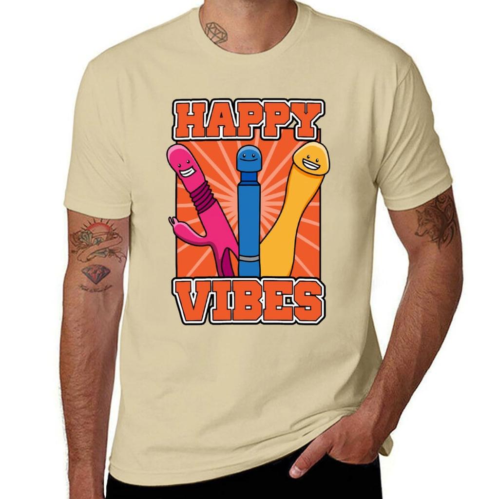 Happy Vibes Vibrator Dildo T-Shirt Blacks Animal Prinfor Boys Boys Whites Black T-shirts for Men