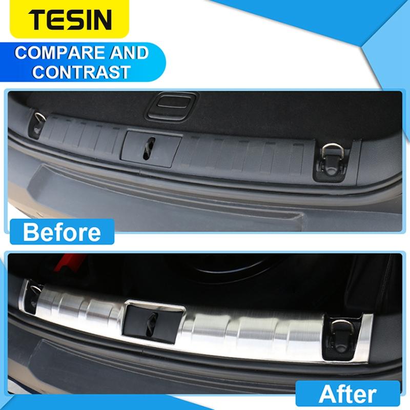 TESIN Car Interior Rear Trunk Protect Door Sill Guard Decoration Trim Cover Accessories For Jeep Renegade 2015 Up Car