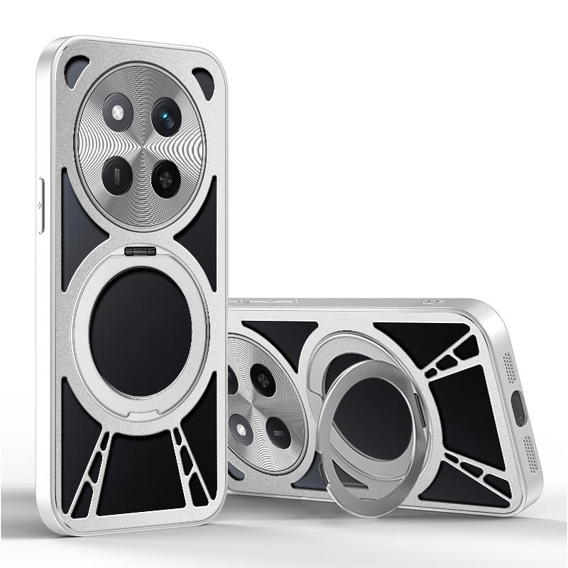Magsafe Magnetic 360 ° Rotat Metal Bracket Ring Hollow Heat Dissipation Phone Case For Honor 300 Pro 200 X60 Pro Magic 7 6 5 Pro