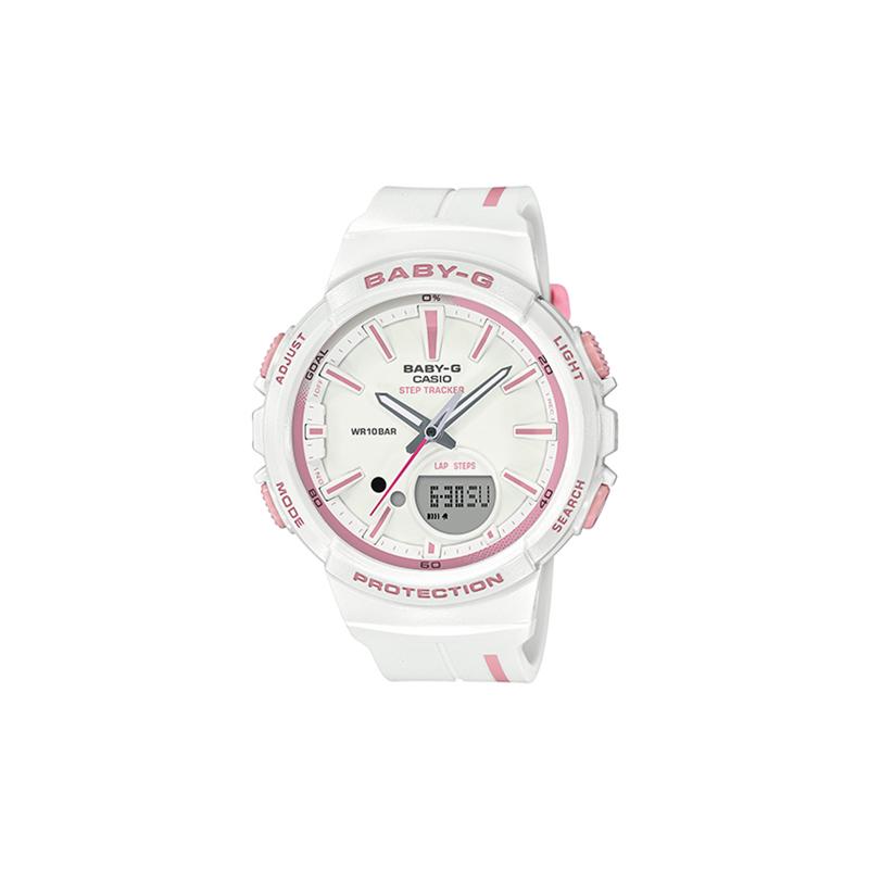 

Casio BABY-G series 100 meters waterproof quartz movement resin strap Japanese and Korean watch women s watch white dial BGS-100RT-7A
