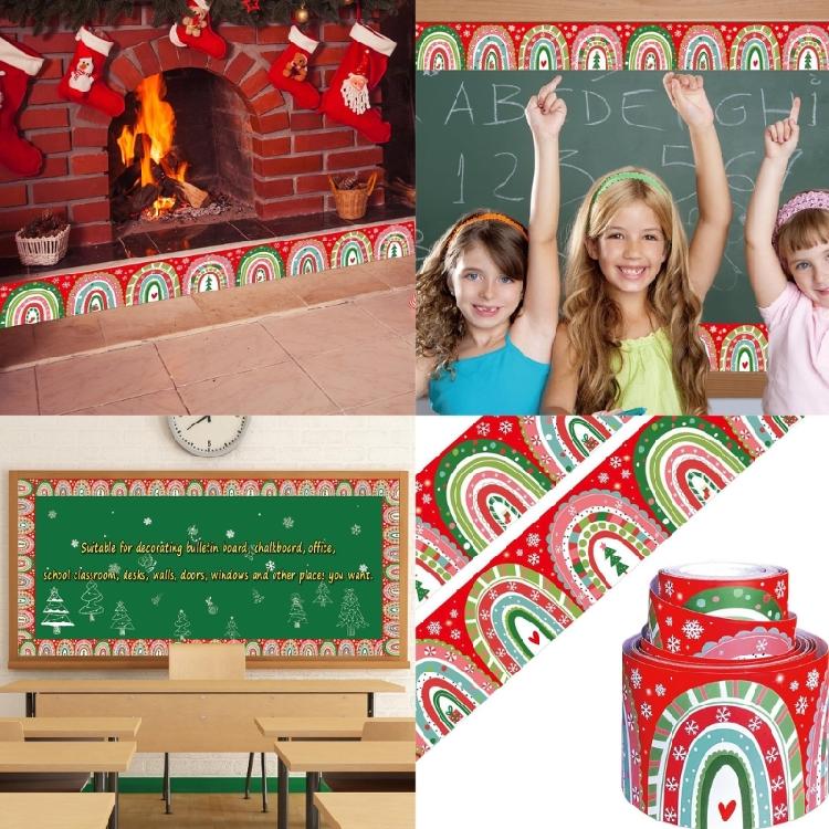 Festive Bohemians Rainbow Border Decors Waterproof Durability Paper Sticker For Holiday Classroom Bulletin Displays
