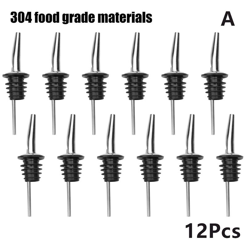 Multi-Pack Stainless Steel Wine Oil Vinegar Pourer with Conical Spout Leak-proof Sealed Stopper for Liquor Bottles - 3/6/12Pcs