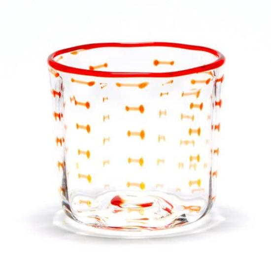 

Hizen Bidoro Jomon Rock Glass Old Red Made in Japan Gift Tumbler, [Traditional Craft/Blown Glass/Gift] (Celebration Present) красный