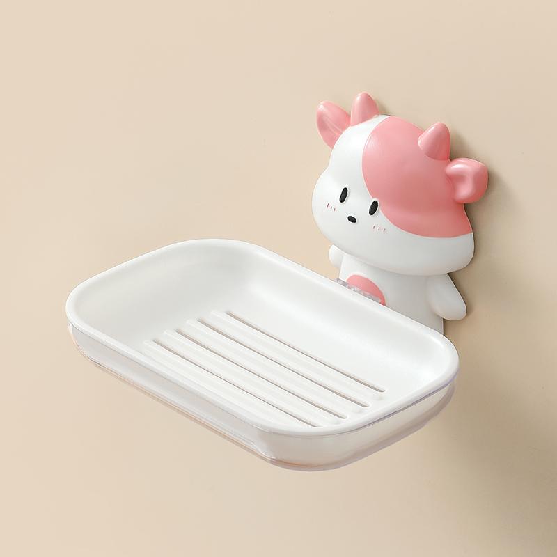 1pcs Cartoon Soap Box No Punching Wall Mounted Drain Rack Creative and Cute Dormitory Household Bathroom Soap Storage Rack