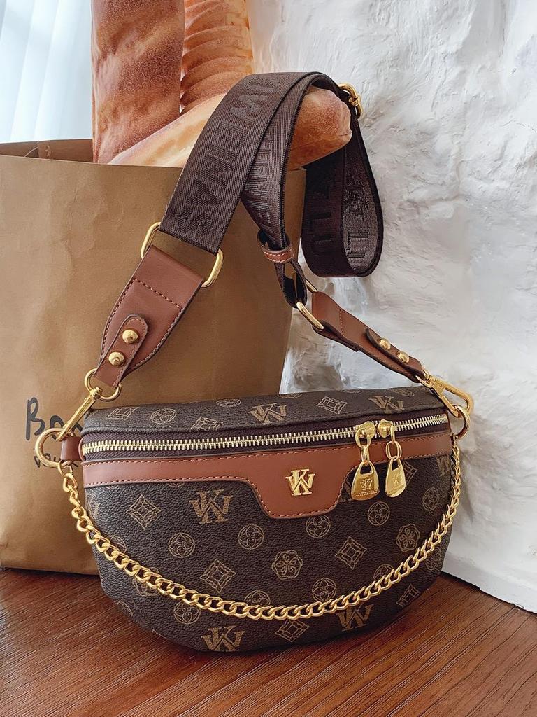 2025 Women's Versatile Chest Bag: Trendy Color Block Crossbody with Chain