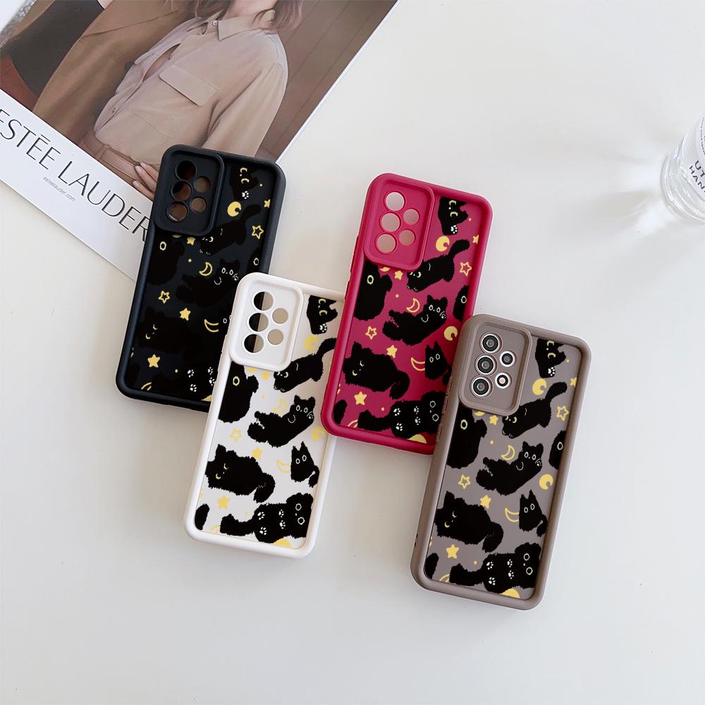Cute Moon Star Black Cat Phone Case For Xiaomi 15T 14T 17 Pro Max POCO X7 X3 X5 X6 F5 F3 X5 F7 M7 M3 M6 Pro F8 15 Ultra 5G Cover