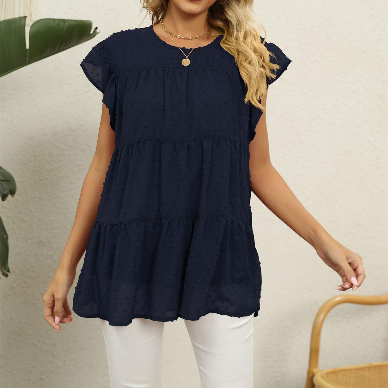 DAFIFY женские модные летние повседневные однотонные футболки и топы с короткими рукавами — фото 7