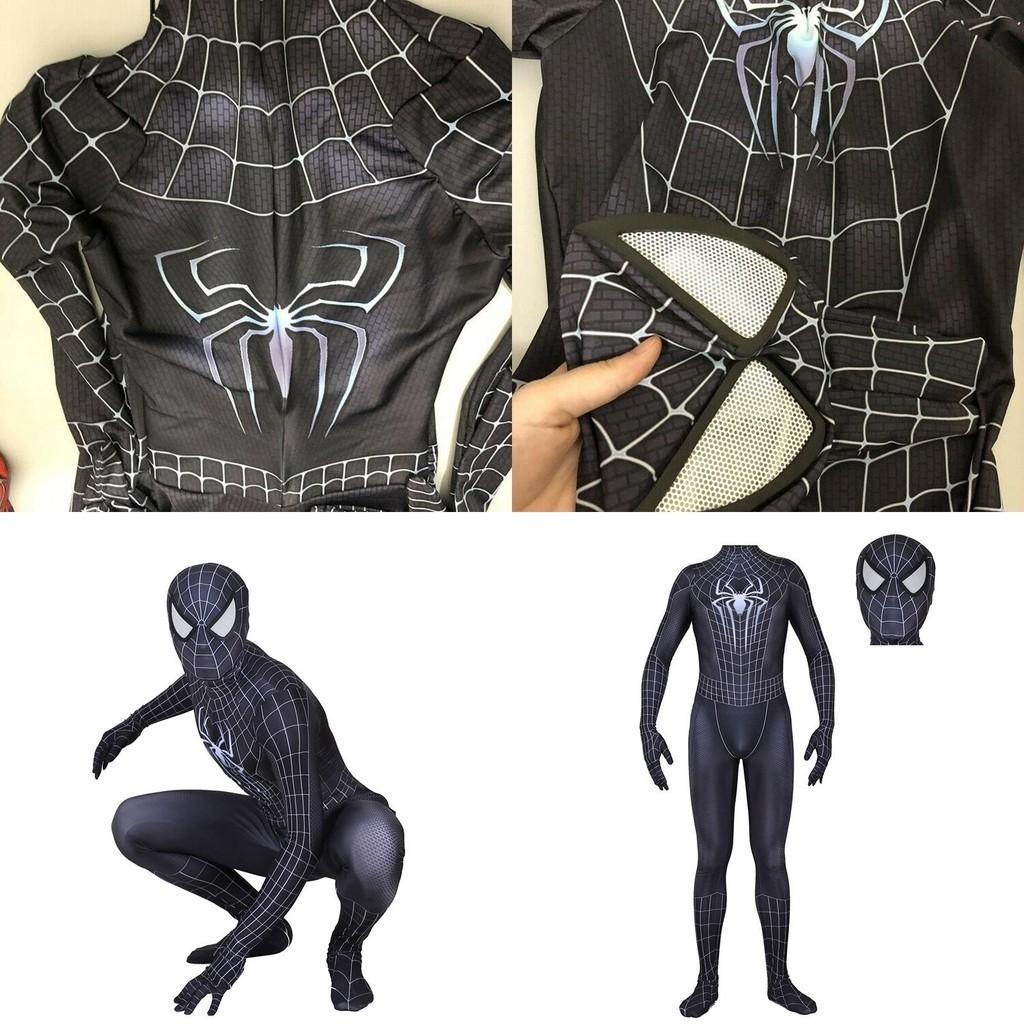Atmungsaktiver Und Elastischer Spiderman Black Venom Zentai Anzug Mit Durchsichtigen Augen