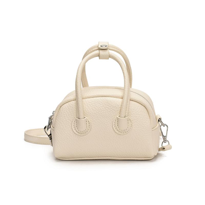 Korean Popular Niche Simple Lychee Pattern Portable Boston Bag Casual High-end Commuting Versatile Messenger Women's Bag