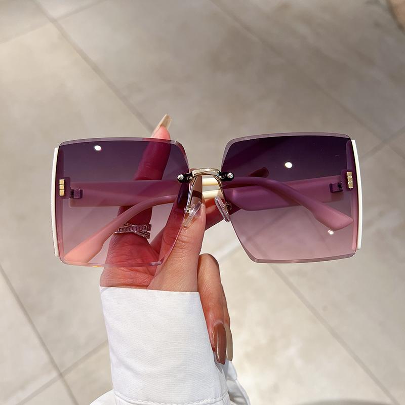 

KAMMPT Vintage Oversized Sunglasses Women Fashion Female Square Gradient Rimless Shades Luxury Brand Design Sun Glasses Eyewear as picture shows