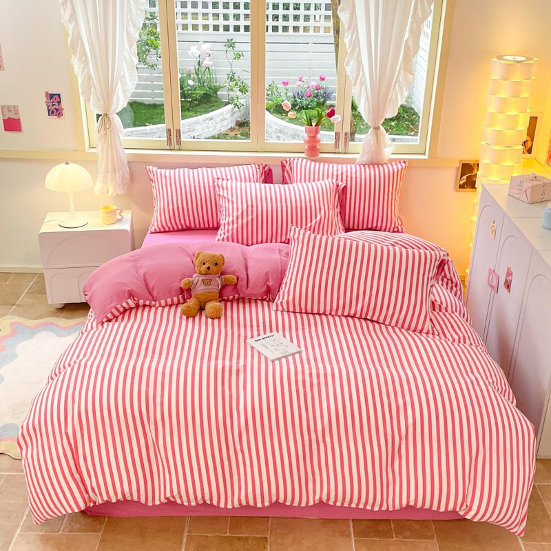 3pcs Yellow Stripe Duvet Cover Modern Geometry Bedding Set Fashion Home Comforter Cover Polyester Quilt Cover with 2 Pillowcases