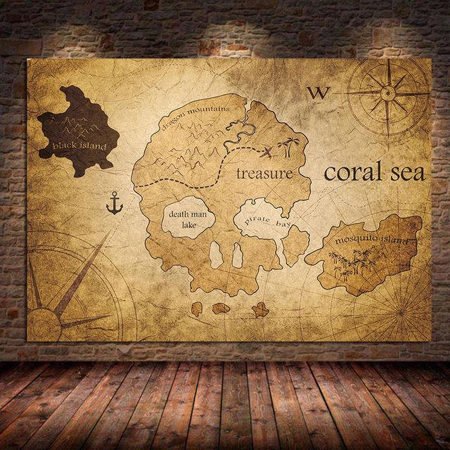 

Винтажная карта мира, холст, живопись, постеры и принты, древняя карта, старая ретро-карта, настенное искусство для гостиной, украшение для домашнего бара 40X50cm Unframed