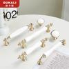 Oukali Classical Furniture Cabinet Handle Kitchen Drawer Ceramic White Handle Wardrobe Zinc Pull Handles