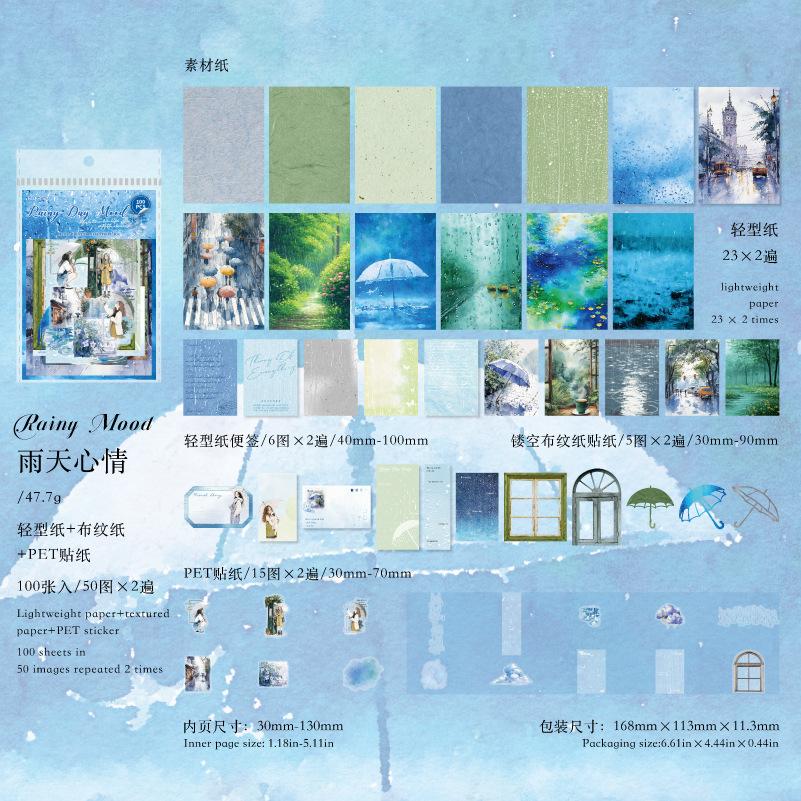 100pcs/lot Memo Pads Material Paper Watercolor Life Illustrated Guide Junk Journal Scrapbooking Cards Retro Background
