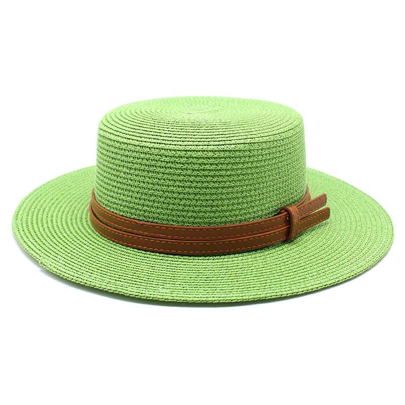 Spring And Summer Men'S And Women'S Multi-Color Decorative Flat-Top Straw Hat Outdoor Travel Sunshade Sun Protection Flat-Top Straw Hat