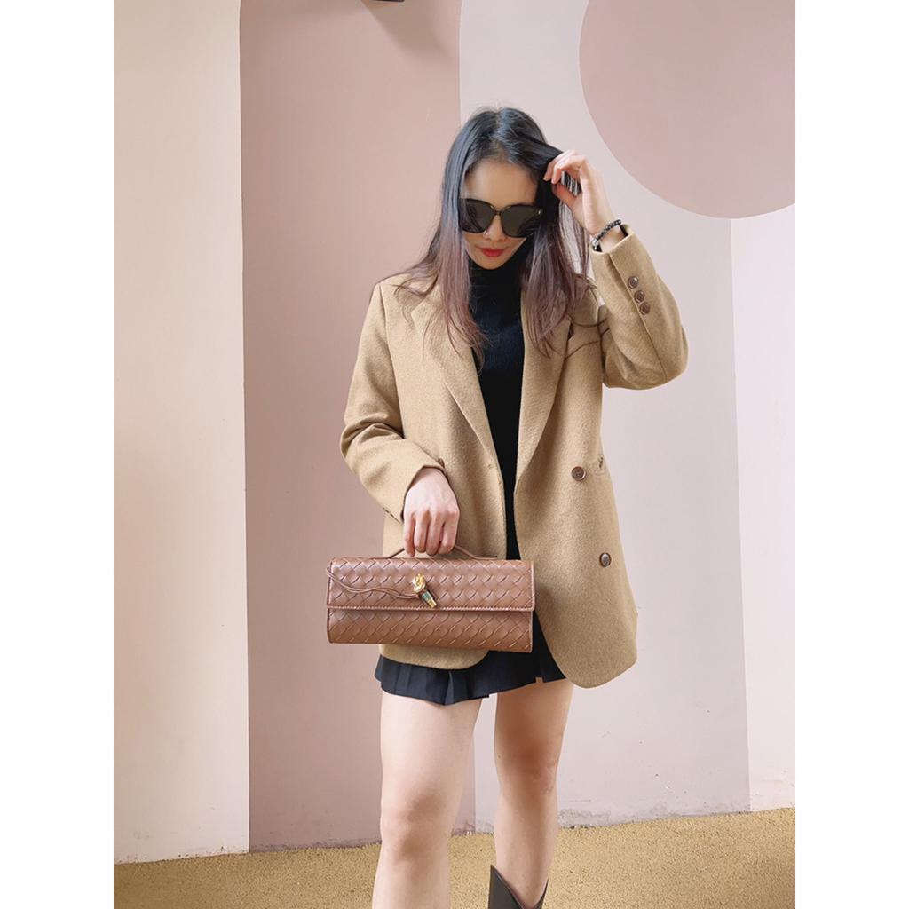 Neue Clutch handgewebte Handtasche Abendtasche Leder-Schloss-Tasche Umhängetasche Messenger Bag Damen Handtasche