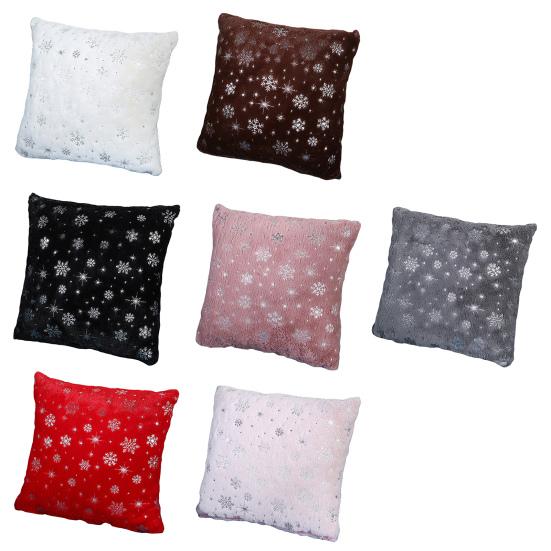 Vánoční pouzdro na polštář Hot ražba na skrytý zip omyvatelný elegantní 43x43cm sněhové vločky flitry Vánoční ozdobný povlak na polštář pro domácí kancelář