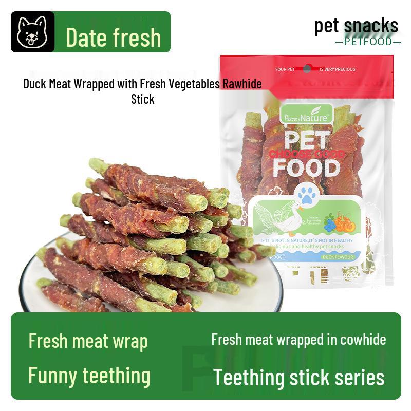 Pet Food Dog Snacks: Chicken, Duck & Beef Wrapped Rawhide Dental Chews 400g