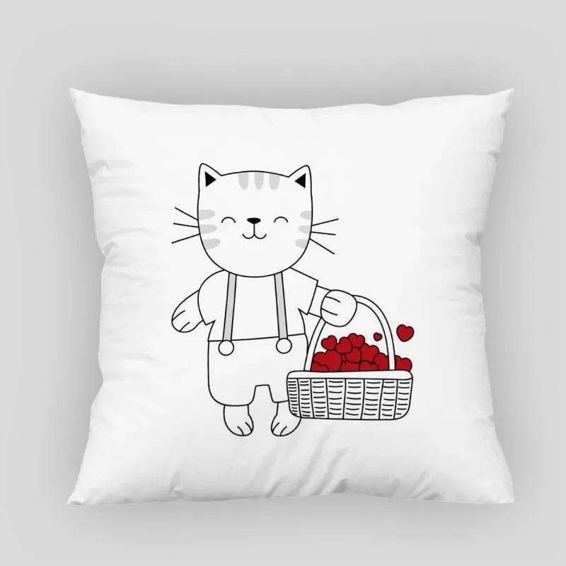 

Милый и милый чехол для подушки с изображением кота, украшение для дома, спальня, пара, гостиная, диван, наволочка, подарок 45x45 см 40x40cm