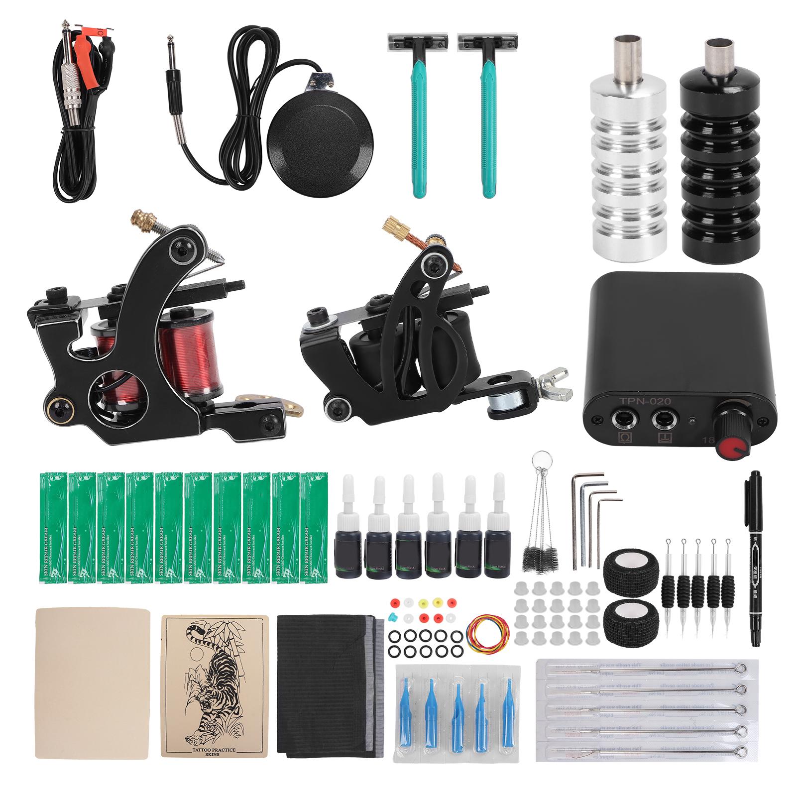 

Комплект для татуировки Double Liner Shader, блок питания для татуировки, 8 оберток, 10 оберток, катушка для татуировки EU Plug чёрный