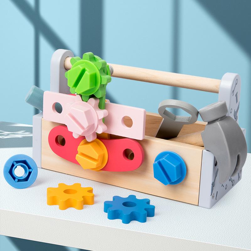 Children's Wooden Educational Screw Nut Toy: Portable Brain-Teasing Creative Tool Basket