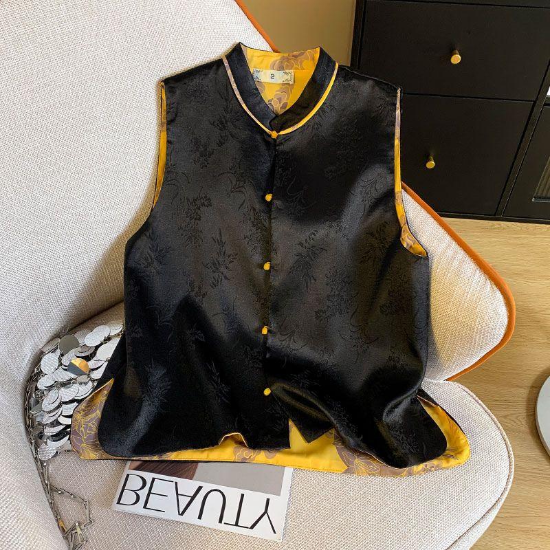 Vest Women's 2025 New Spring and Autumn Unique and Chic Buckle Acetic Acid Vest