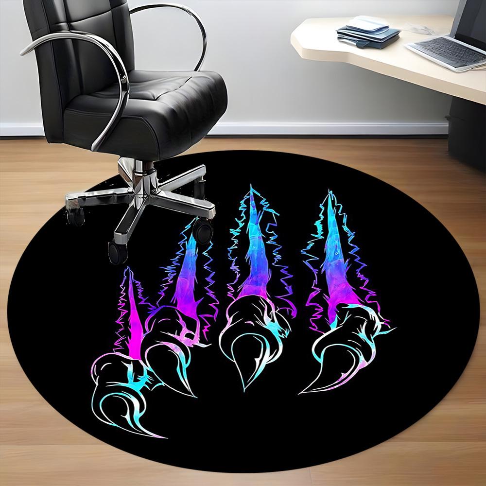 1pc Claw Marks Office Round Area Rug, Mat Suitable For Office, Under Office Chairs Bedroom Living Room Home Decor, Room Deco
