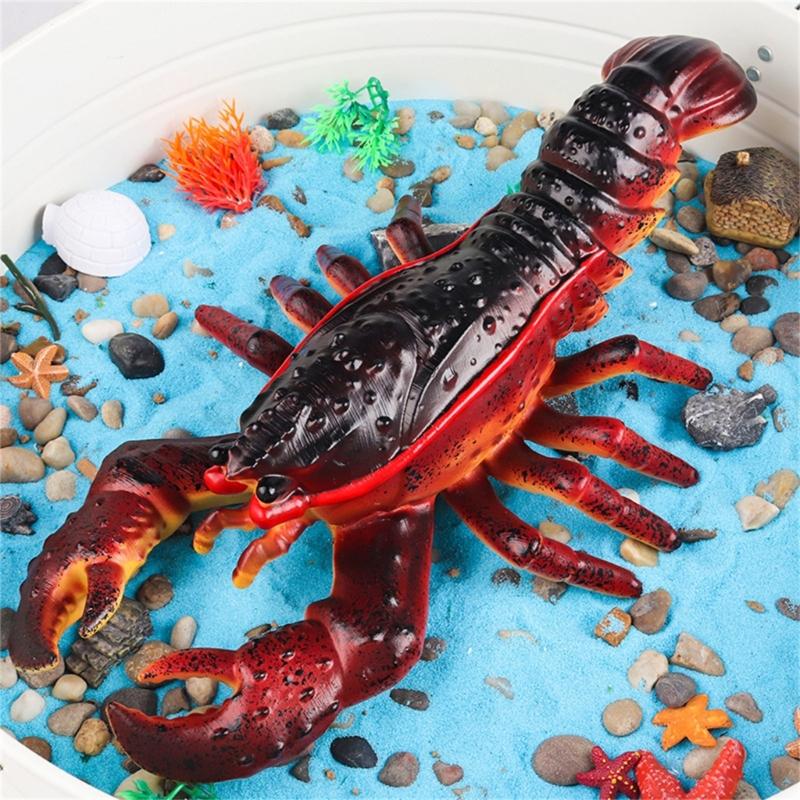 Colorful Sea Creature Sculpture Artificial Lobster Figurine Seafood Figures Toy for Desk Display Sea Creature Sculpture