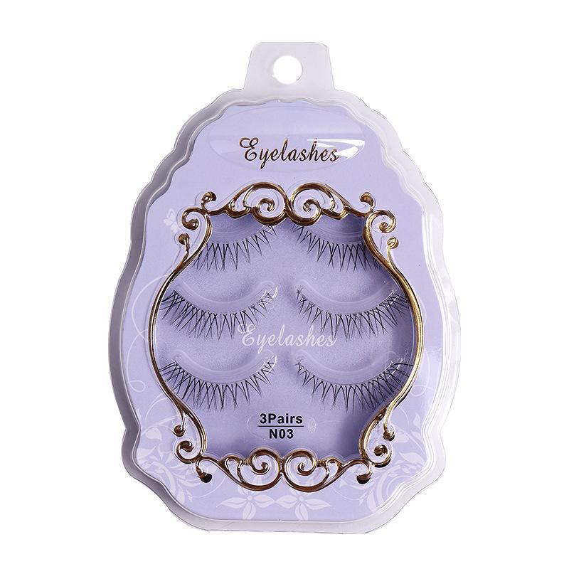 Novice Grafting False Eyelashes Natural Simulation 3 Pairs Of Cross-Curled Transparent Plain Super Soft Short