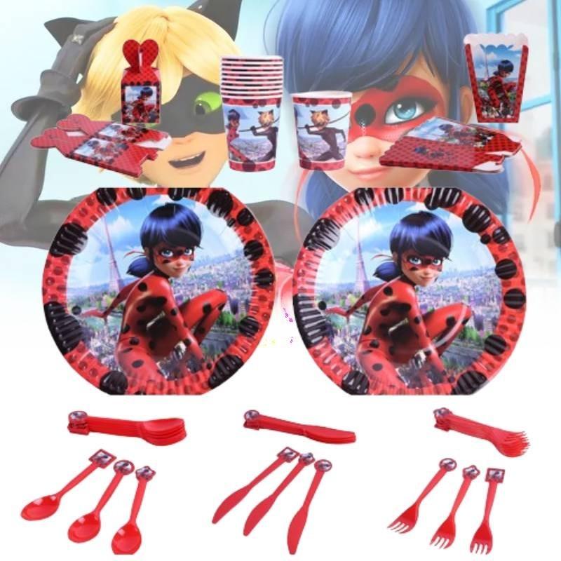 Vibrant Ladybug Girl Themed Party Set For Birthdays Disposable Plates And Cups