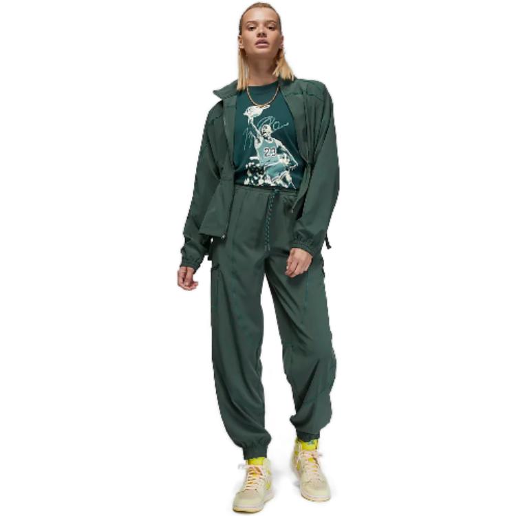 Jordan Sport Grafikdruck Schnelltrocknend Locker Kurzarm T-Shirt Damen Oberteile Tief-Wald-Grün FB4613-336