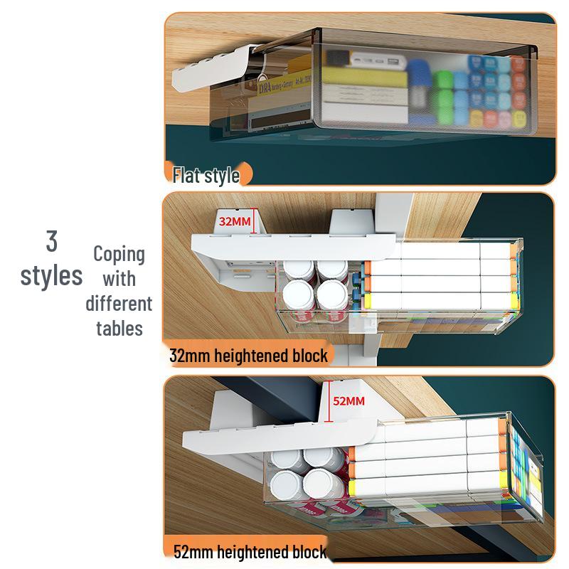 Large Under-Desk Invisible Storage Drawer Organizer for Office Desktops