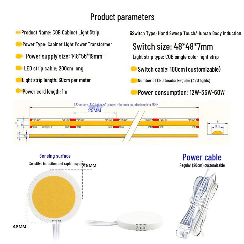 Self-Adhesive Cabinet LED Strip Light with Hand Sweep Sensor