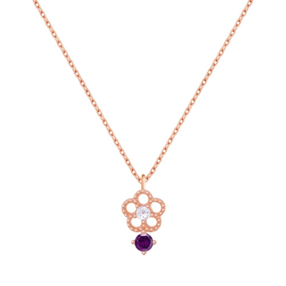 [92.5 Silver] A bouquet of love flowers, a 92.5 Silver necklace with a wish for you (July Forget-Me-Not Ruby)