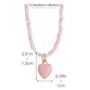 Colorful Beaded Necklaces Women Adjustable Heart Shapes Pendant Neckchains Bohemian Choker Colorful Accessory for Party