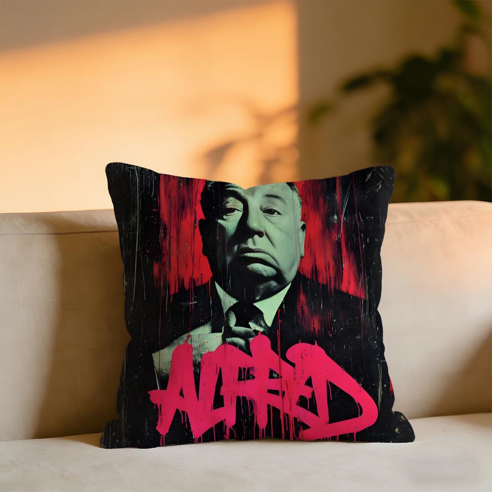 Alfred Hitchcock Cushion Cover Cozy Velvet Throw PillowSoft Warm Cushion For Sofa  Bed