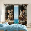 2 Pcs   Versatile Polyester Transparent Curtains for Home Decoration Animal Mouse Print for Use In Bedrooms and Living Rooms