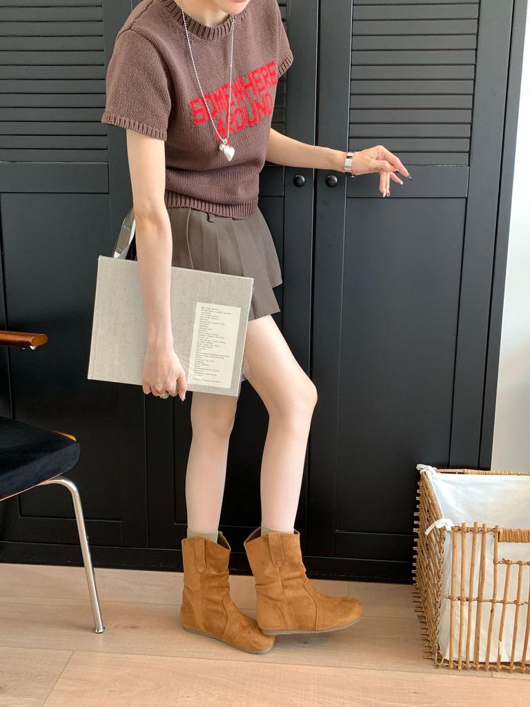 2025 New European and American Autumn and Winter Heightening Flat-bottomed Suede Low Tube Thin Martin Short Boots Fashion Women's Short Boots