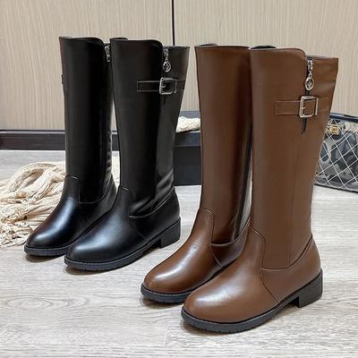 Mode 2025 Neue Winter Damen Kniehohe Reit- Reitstiefel Leder Plateau Schuhe Frau Lange Stiefel Büro Dame Schuhe Botas