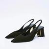Fashion Fashion Block Heel Slingbacks Women 2025 Fall Pointed Toe Pumps Elegant Office Ladies High Heels Women's Comfortable Sandals