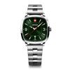 WENGER Vintage Sport Watch Men's Stainless Steel Case (316L) Green Dial Silver Stainless Steel Bracelet Quartz 50m Waterproof 01.1921.111