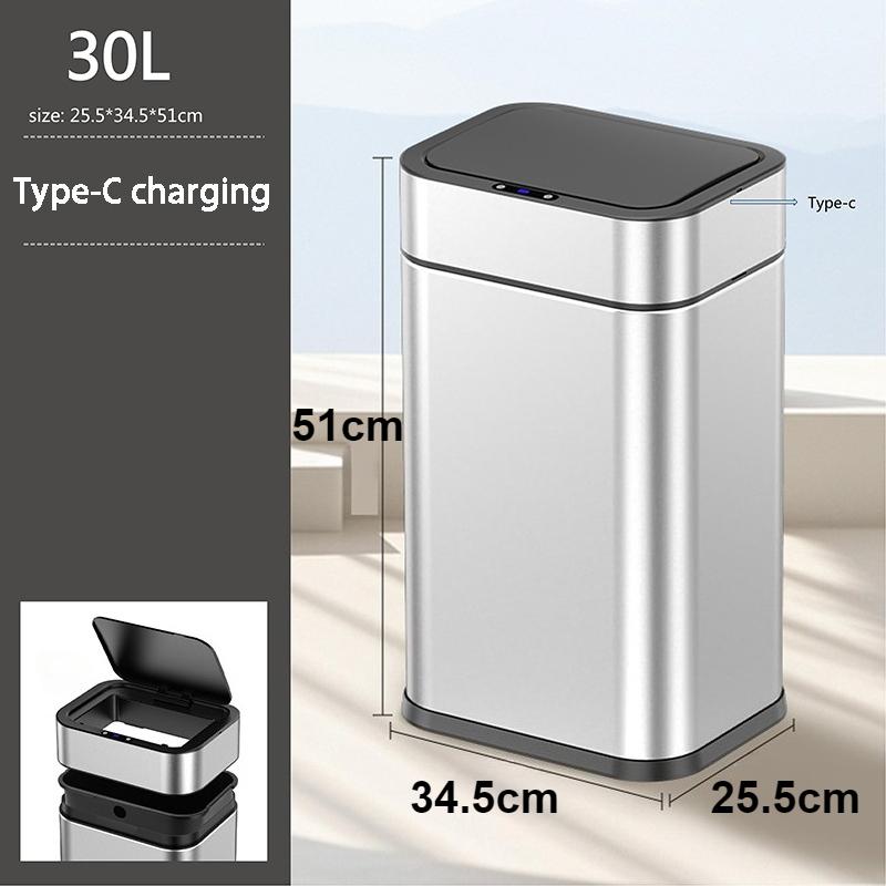 Automatic Sensor Trash Can Large Capacity Smart Trash Cans Stainless Steel Wastebin Toilet Dump with Sensor Bathroom Supplies