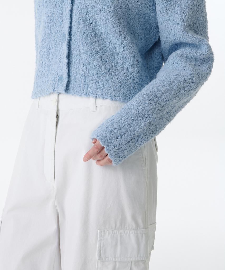 Musinsa Standard Woman Bubble Yarn Collared Cardigan [Light Blue]