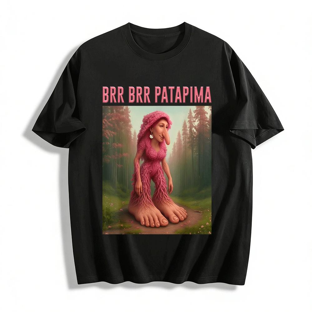 

Funny Pink Furry Long Nose Forest Weirdo Print Casual Top Pure cotton T-shirt XXS