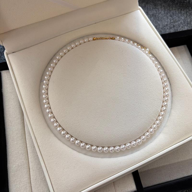 S Home Australia White Extremely Fine Pearl Necklace Women's Light Luxury Niche Temperament Beaded Clavicle Chain with Jewelry