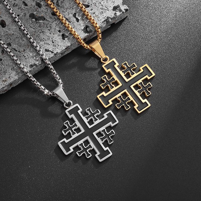 Religious Jewelry Men New Cross Necklace Stainless Steel Hip Hop Personalized Pendant