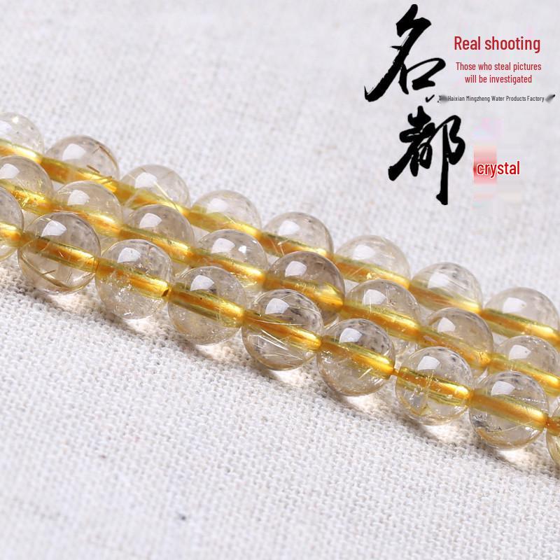 Golden Rutilated Quartz Crystal Beads for DIY Jewelry Accessories