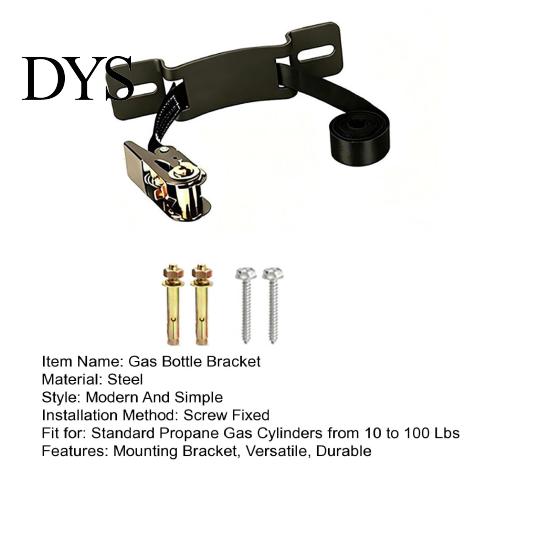 Outdoor Grill Tank Stabilizer Propane Holder, Heavy Duty Steel Wall Mounted Gas Bottle Fixing Bracket, Camping Bracket Adjustable Ratchet Strap