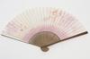 [Hasegawa] Kyoto-style fan, cherry blossom pattern, pink, carved clove wood, double-sided design, handmade by Kyoto craftsmen, fan case included, in