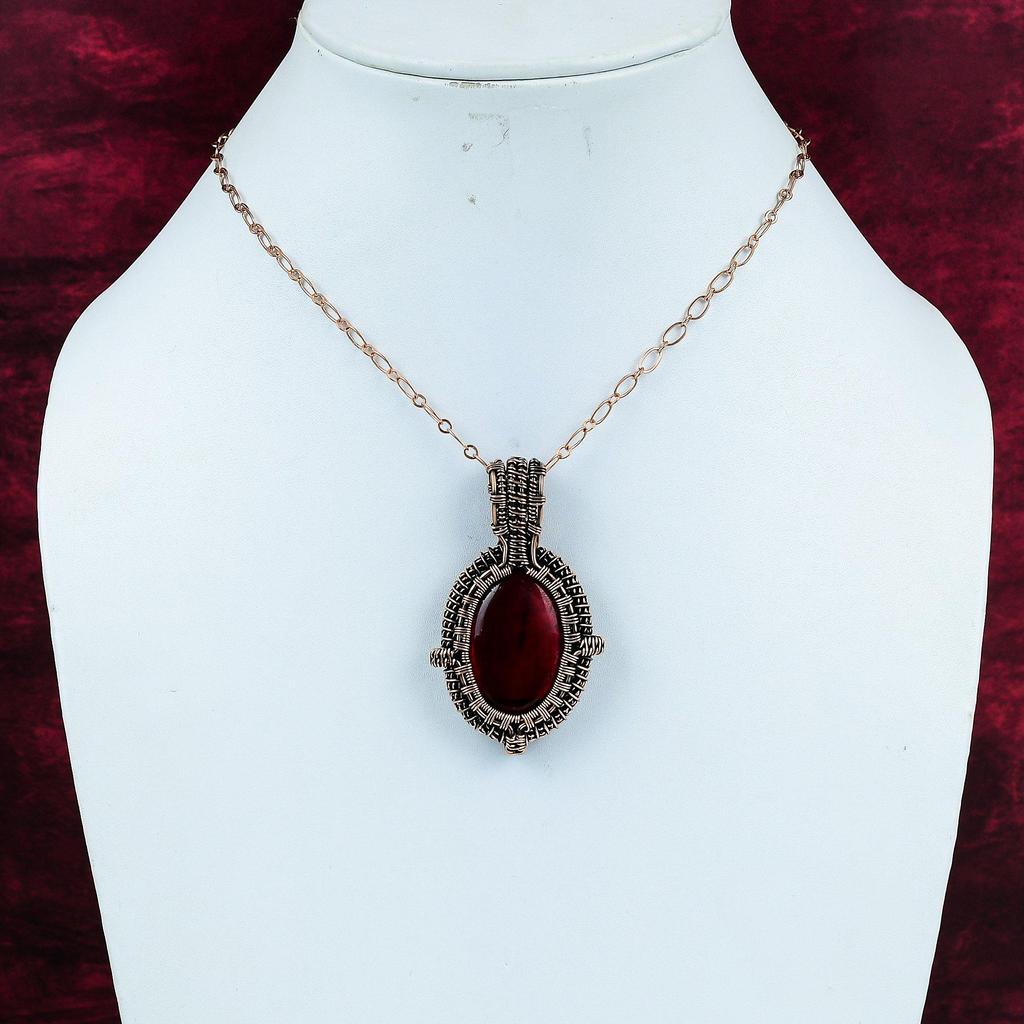 Red Fire Labradorite Pendant Copper Wire Wrapped Pendant Handmade Pendant Labradorite Jewelry Gemstone Pendant Copper Wire Jewelry For Gifts